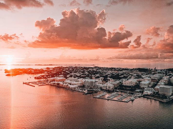 Hamilton, Bermuda, and its harbour at sunset